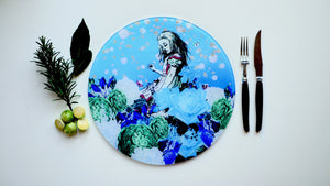 Alice in Wonderland Blue Worktop Saver - Chopping Board - Placemat - Kitsch Republic