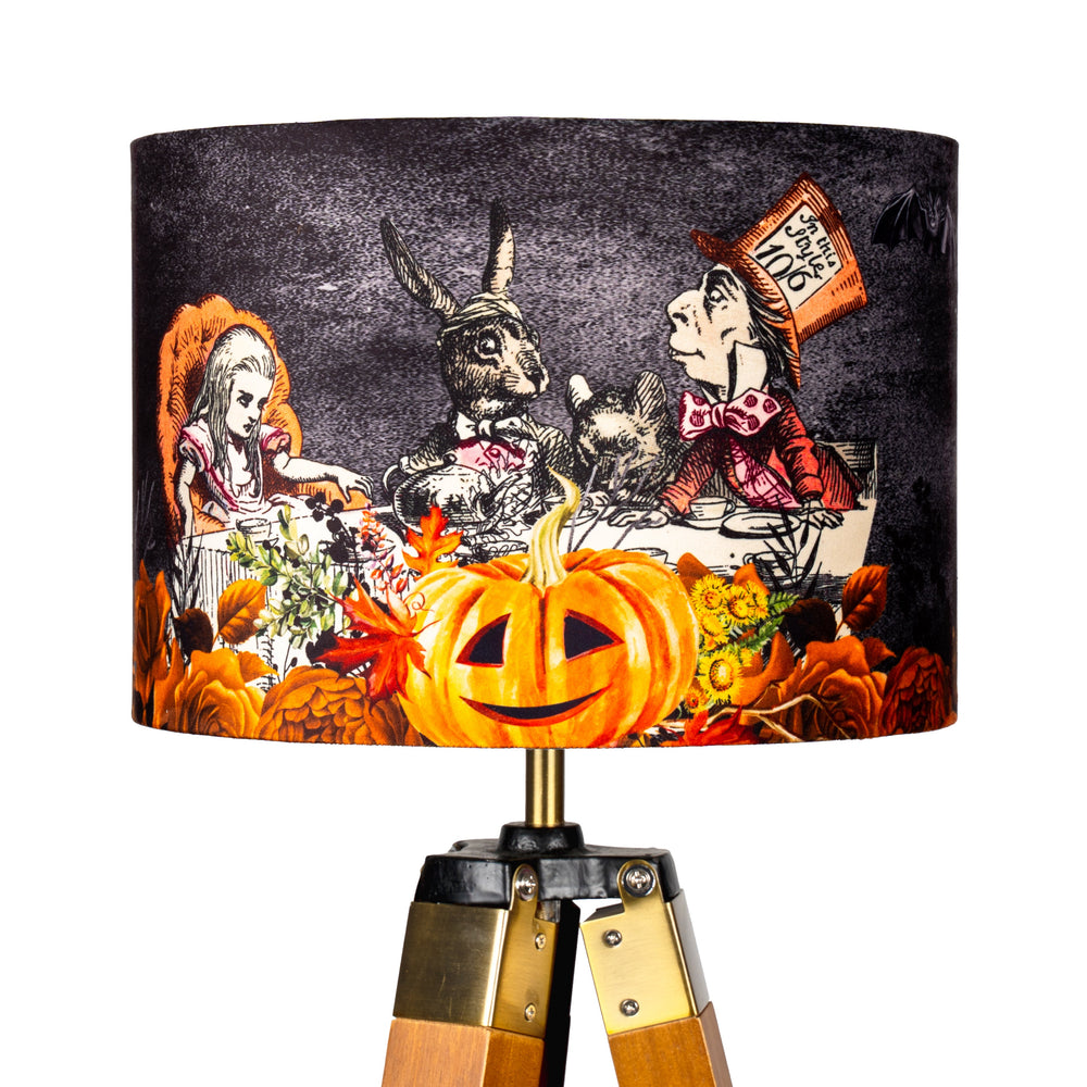 Alice in Wonderland Halloween Lampshade - Spooky Lamp Shade - Black Table Lampshade - Black Bedside Lampshade