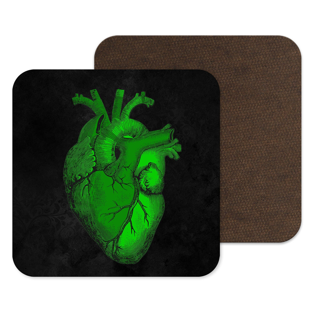Anatomical Heart Coaster - Green Heart