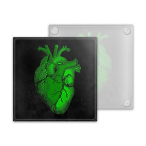 Anatomical Heart Glass Coaster - Green