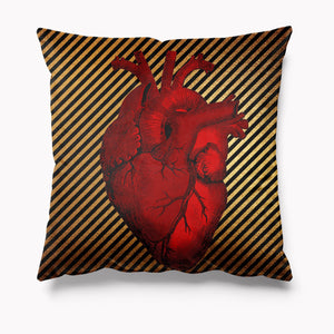 Anatomical Heart Velvet Cushion - Gold