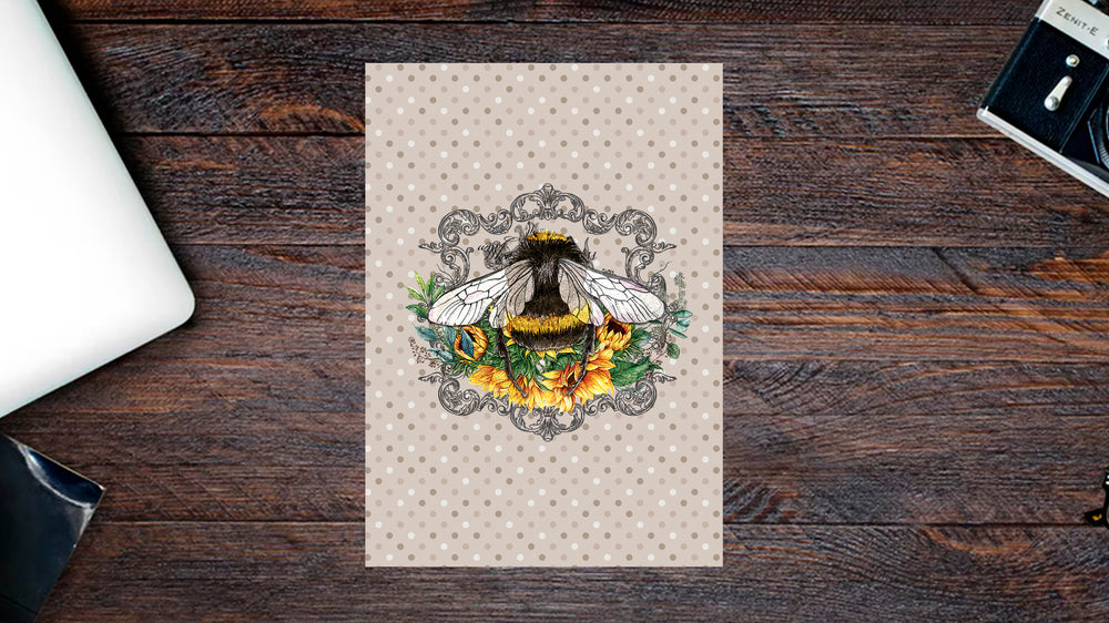 Floral Bee A6 Greetings Card - Kitsch Republic