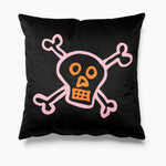 Skull Crossbones Velvet Cushion, Halloween Decor, Creepy gift