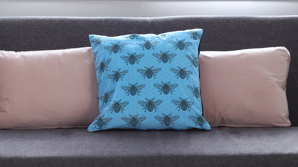 Blue Bee Velvet Cushion - Kitsch Republic