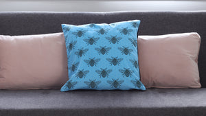 
            
                Load image into Gallery viewer, Blue Bee Velvet Cushion - Kitsch Republic
            
        