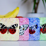 Pretty coasters, Butterfly Gift, Insect decor, colourful drinks mat