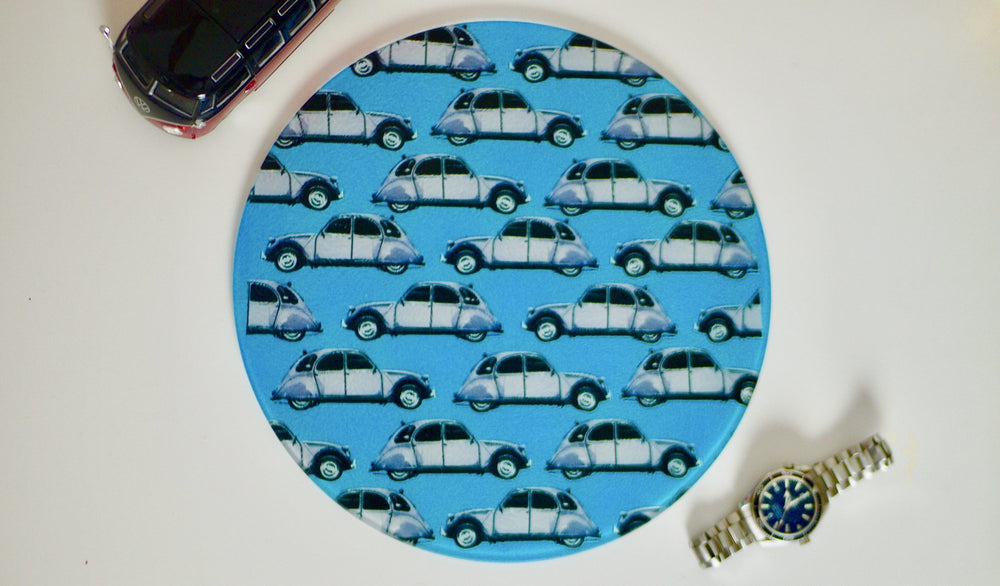 
            
                Load image into Gallery viewer, Blue Citroen 2CV Car Worktop Saver - Chopping Board - Placemat - Kitsch Republic
            
        