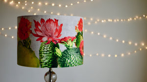 Grey Bright Cactus Velvet Lampshade - Kitsch Republic
