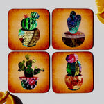 Cactus coaster, Succulents Gift, Plant Gift, Brown Decor, Colourful Cactus