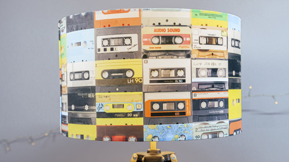 Cassette Music Retro Velvet Lampshade - For Lamp or Ceiling - Kitsch Republic