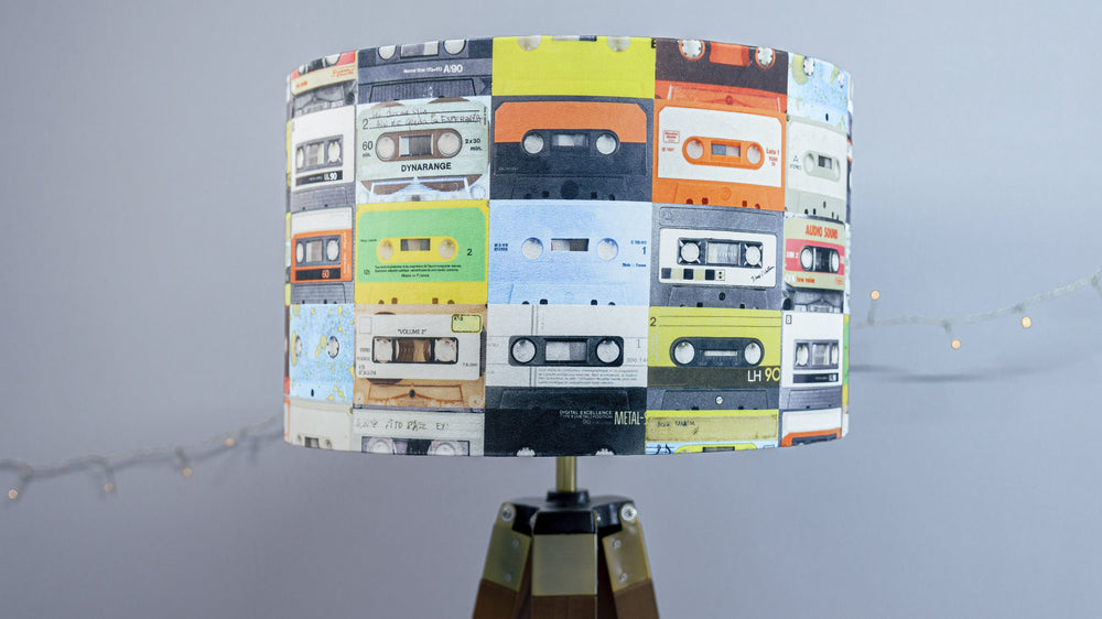 Cassette Music Retro Velvet Lampshade - For Lamp or Ceiling - Kitsch Republic