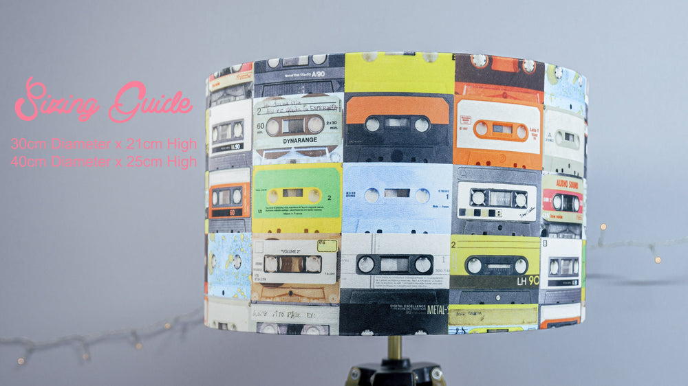 Cassette Music Retro Velvet Lampshade - For Lamp or Ceiling - Kitsch Republic