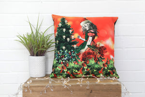Alice in Wonderland Christmas Velvet Cushion - Kitsch Republic