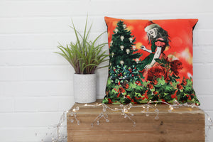 Alice in Wonderland Christmas Velvet Cushion - Kitsch Republic