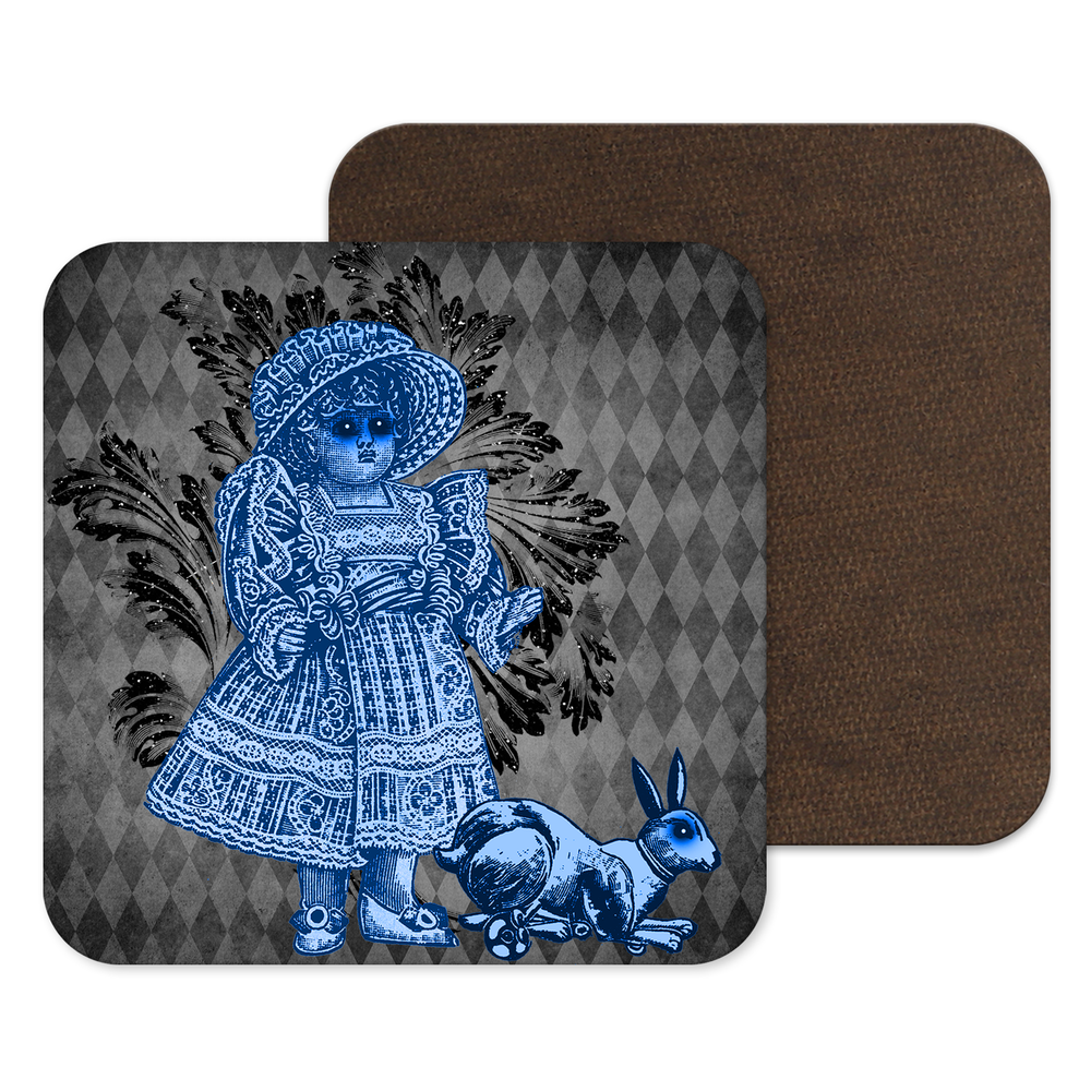 Creepy Doll & Rabbit Halloween Coaster