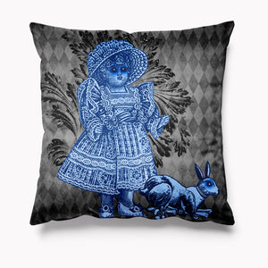 Creepy Doll & Rabbit Velvet Cushion