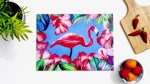 Tropical Flamingo 40cm x 30cm Glass Worktop Saver / Serving Platter / Placemat - Kitsch Republic