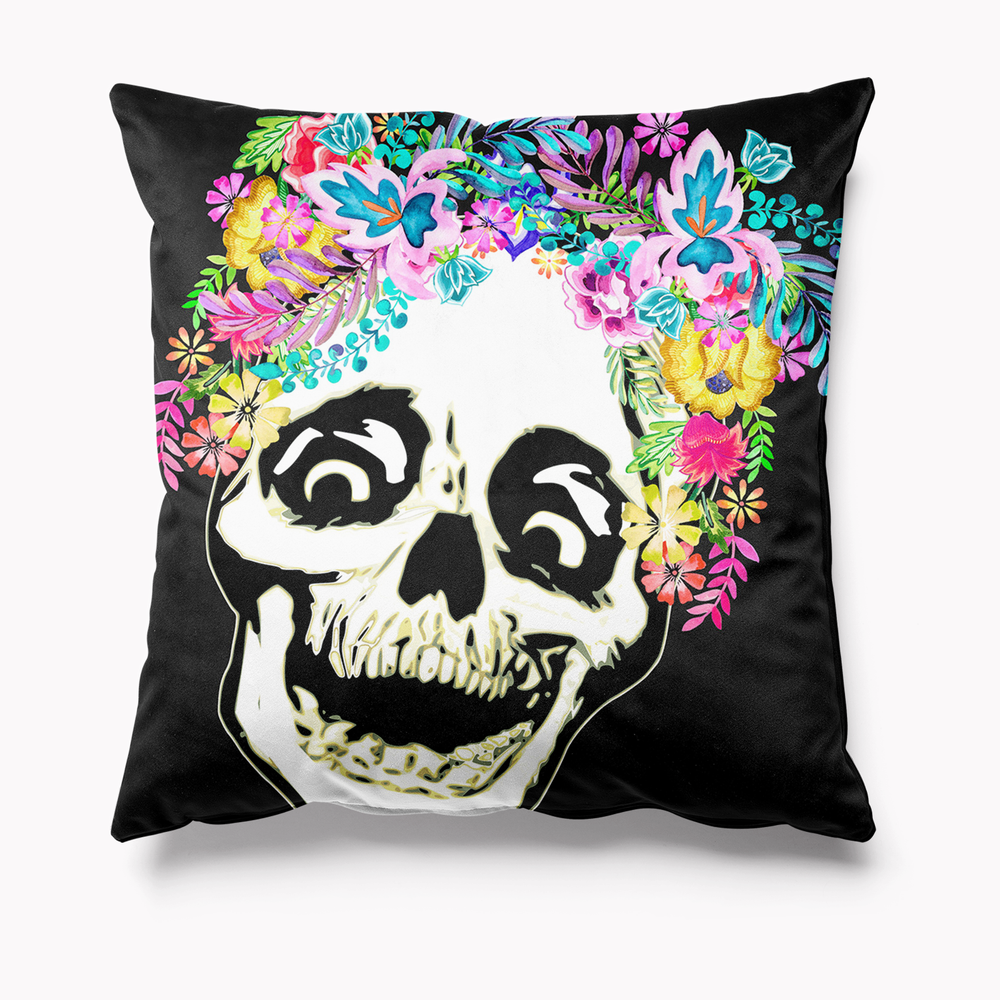
            
                Load image into Gallery viewer, Day of the Dead Laughing Skull Horror Halloween Velvet Cushion
            
        