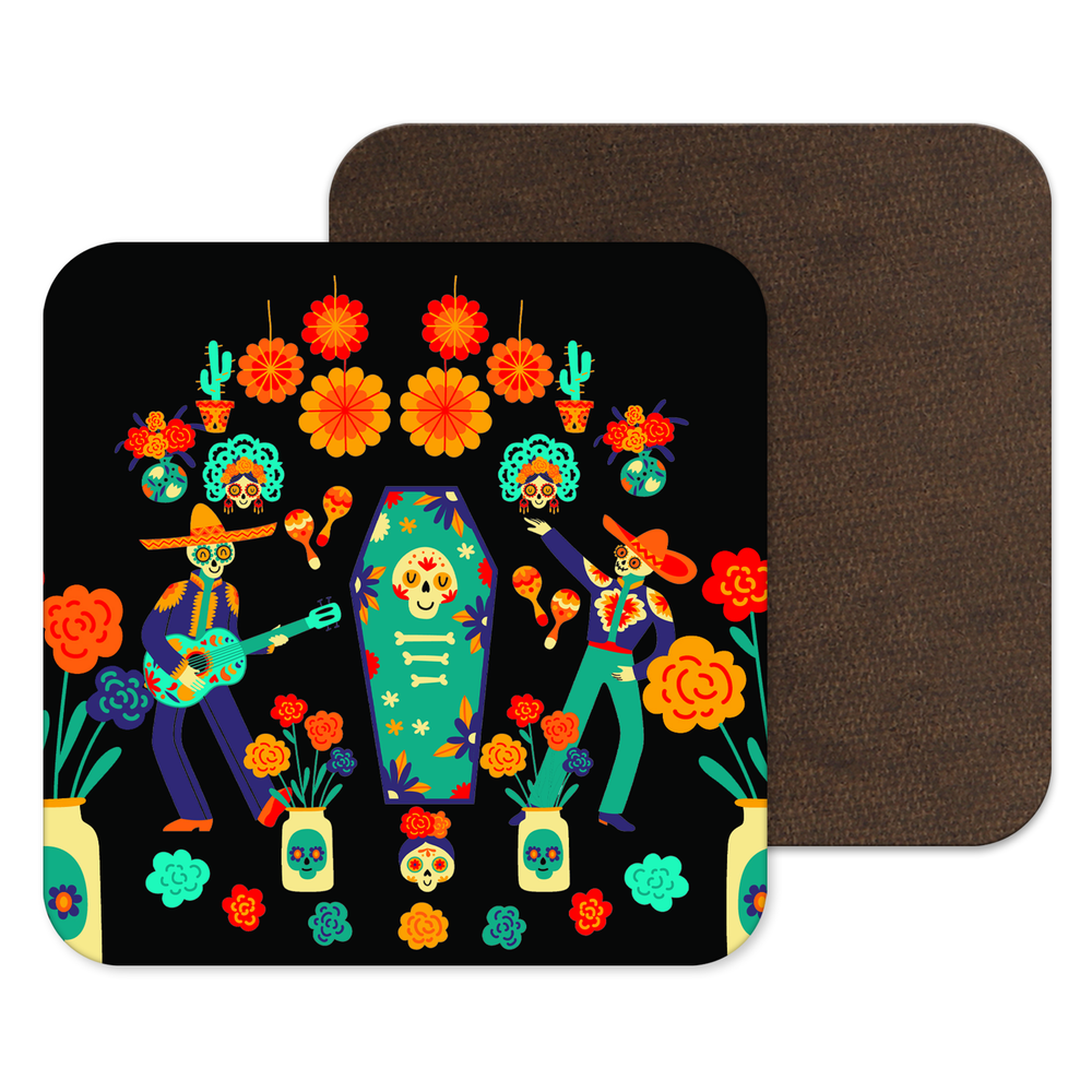 Day of the Dead Music Halloween Creepy Skeletons Coaster