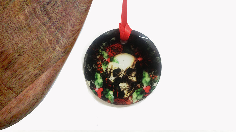 Black Skull Glass Christmas Decoration - Kitsch Republic