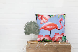 Tropical Flamingo Velvet Cushion - Kitsch Republic