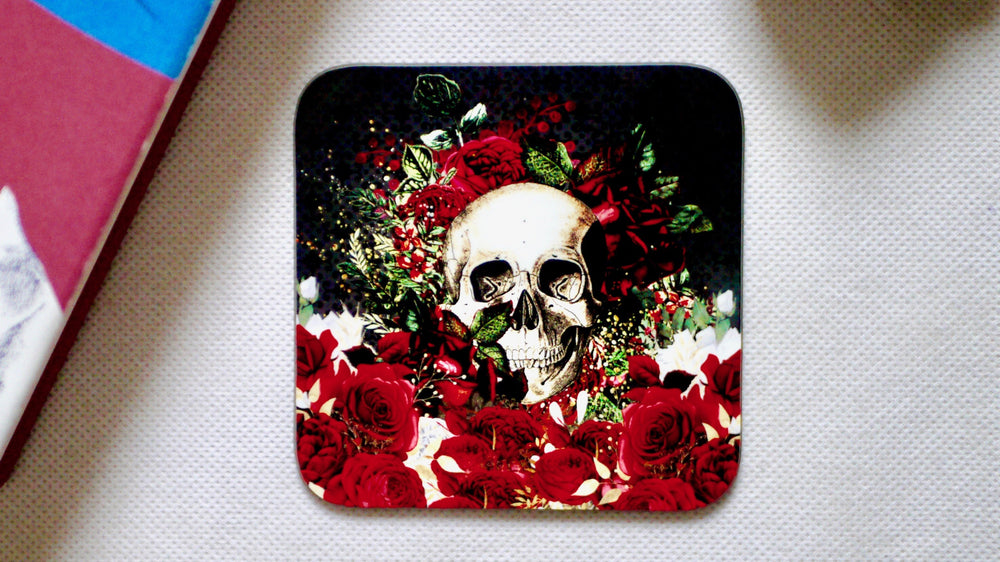 Skull Day of the Dead Coaster, Halloween Gothic Drinks Mat