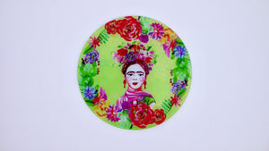 Frida Khalo Green Glass Worktop Saver - Chopping Board - Placemat - Kitsch Republic