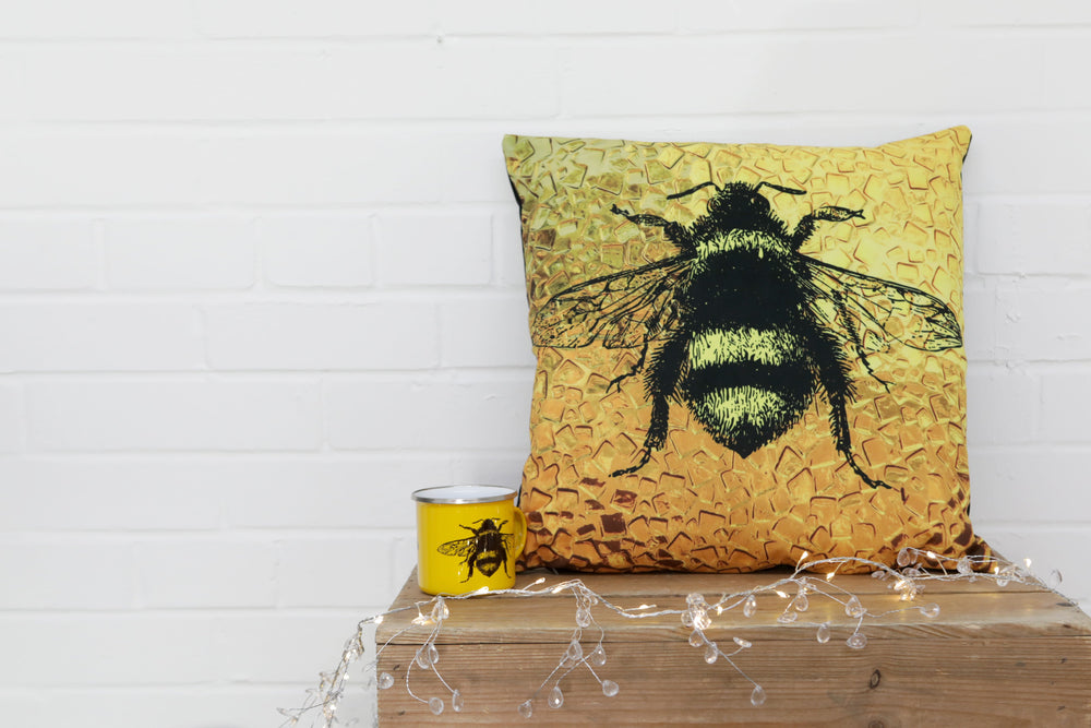 Gold Bee Velvet Cushion