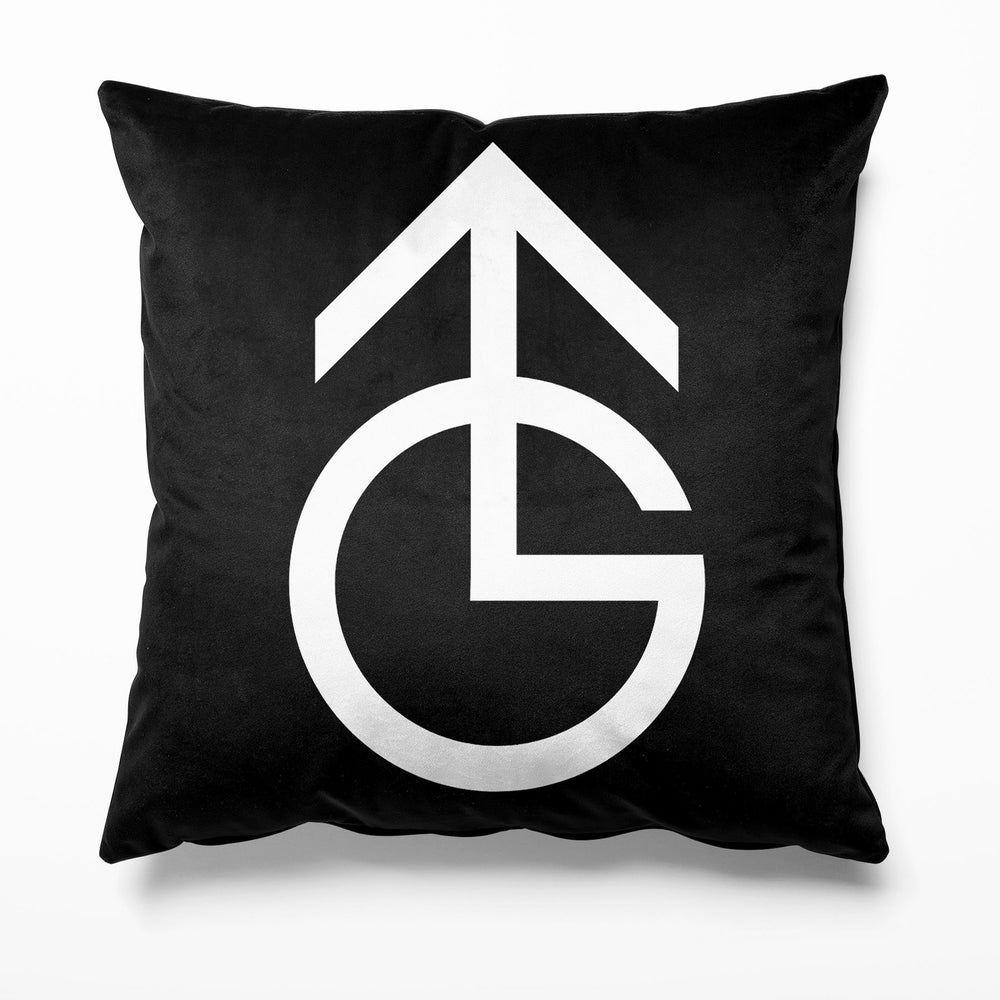 Granada TV - Black White Logo Manchester Velvet Cushion - Kitsch Republic