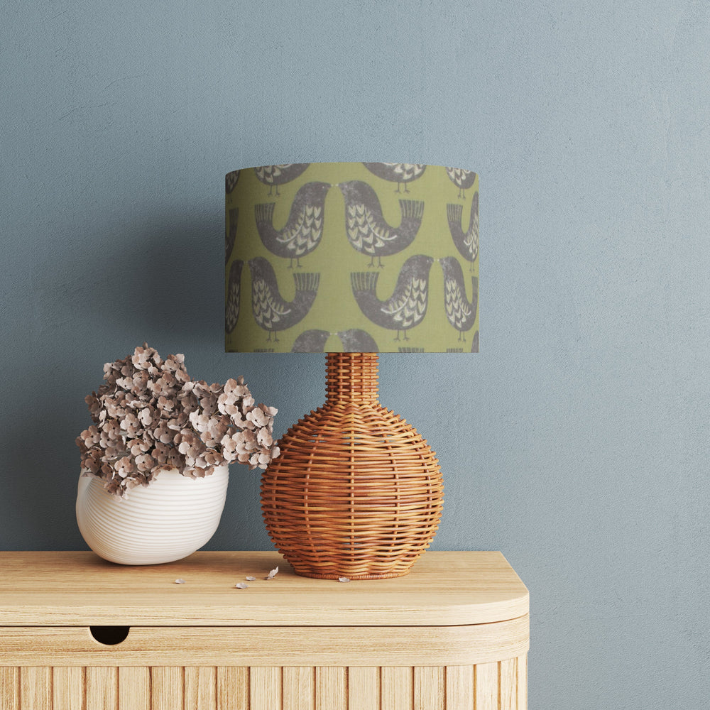 Green Cute Bird Lampshade Scandi Kiwi