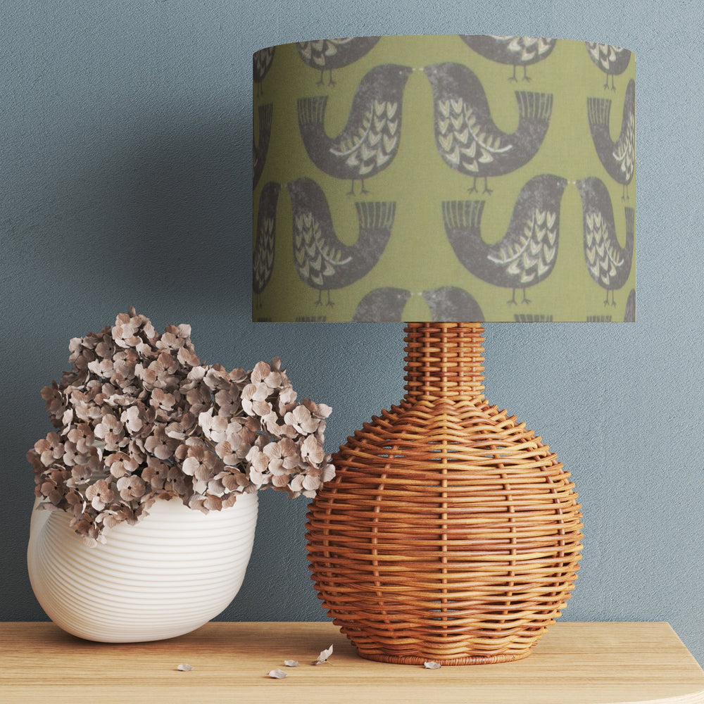 Green Cute Bird Lampshade Scandi Kiwi