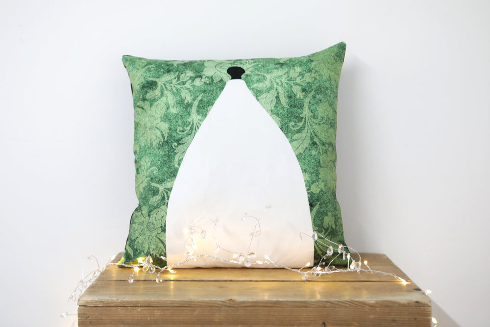 White Nancy Bollington Green Velvet Cushion - Kitsch Republic