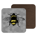 Grey Bee Coaster, Manchester Drinks Mat, Bee Gift, Beekeeper Gift, Grey Decor