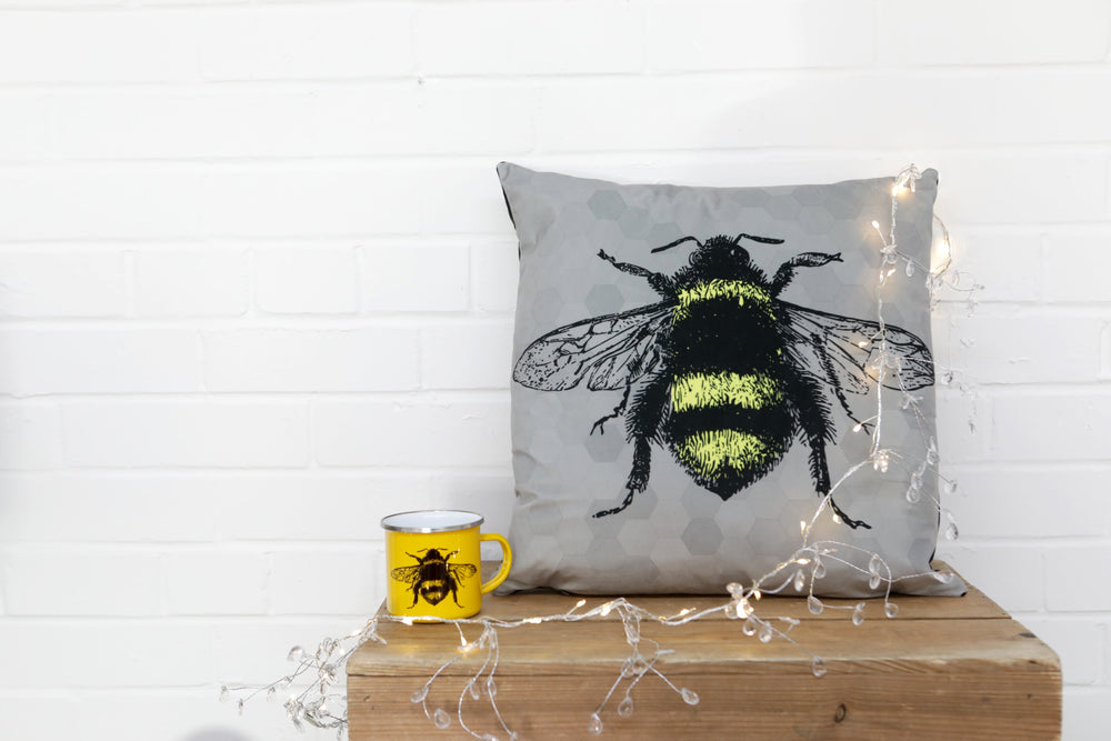 Grey Bee Velvet Cushion – Kitsch Republic