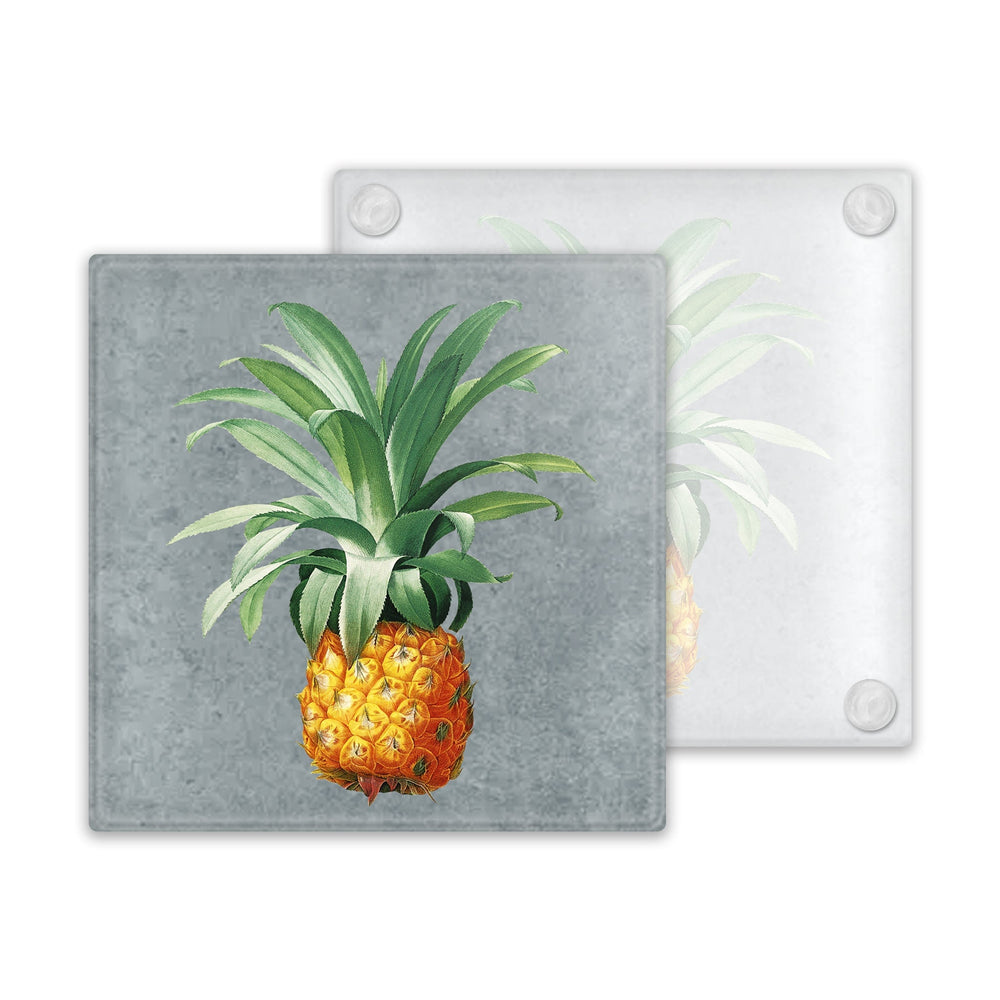 Grey Pineapple Tiki Glass Coaster
