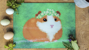 
            
                Load image into Gallery viewer, Guinea Pig Hamster Green 40cm x 30cm Glass Worktop Saver / Serving Platter / Placemat - Kitsch Republic
            
        