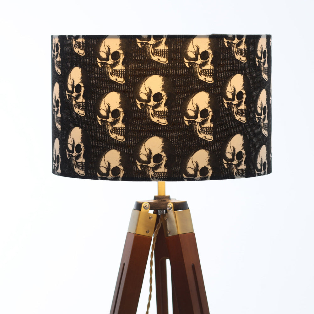 
            
                Load image into Gallery viewer, Halloween, Skulls, Skeletons, Horror black and white lampshade
            
        