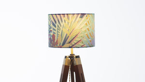 Irridescent Tropical Blue Purple Print Velvet Lampshade - Kitsch Republic