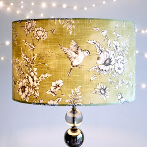 Olive Sage Green Bird Finch Lampshade