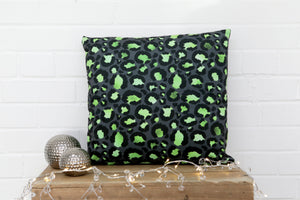 Leopard Print Green Velvet Cushion - Kitsch Republic