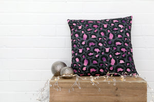 Leopard Print Pink Velvet Cushion - Kitsch Republic