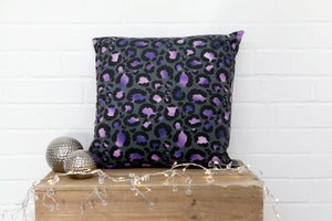 Leopard Print Purple Velvet Cushion - Kitsch Republic