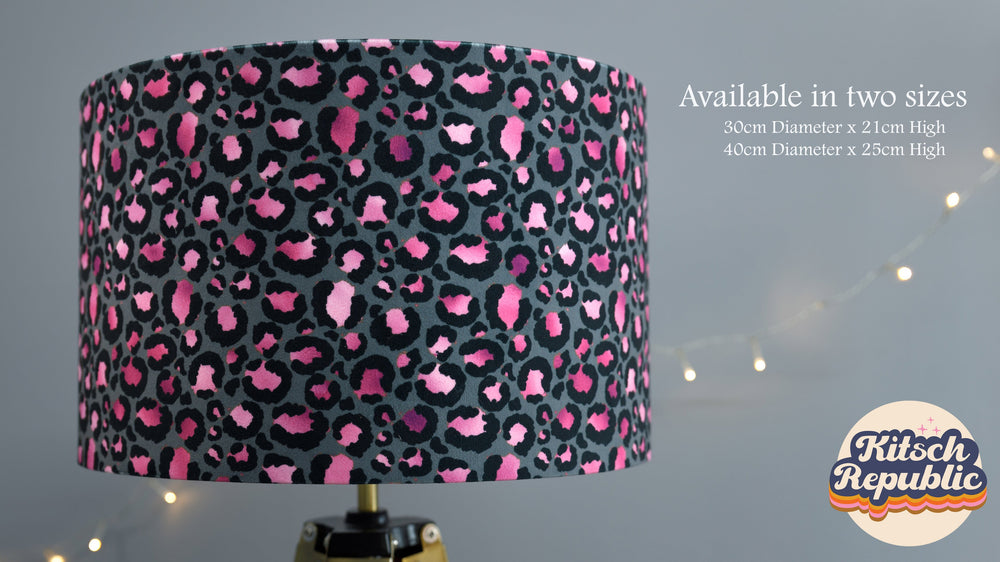 
            
                Load image into Gallery viewer, Leopard Print Pink Lampshade - Kitsch Republic
            
        