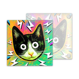 Crazy Cat Glass Coaster