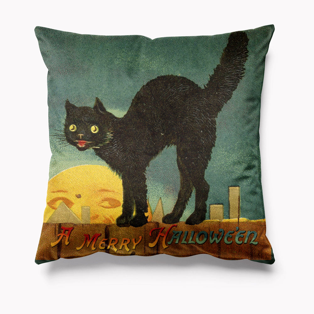 Merry Halloween Black Cat Cushion