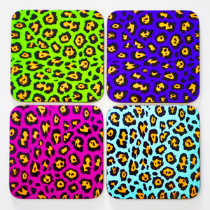 
            
                Load image into Gallery viewer, Animal Print Interiors, Leopard Print Gift, Neon Retro Colours, Drinks Mat, Coasters
            
        