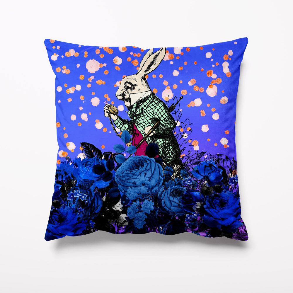 
            
                Load image into Gallery viewer, Outdoor Garden Cushion - Alice in Wonderland Blue Rabbit - Kitsch Republic
            
        