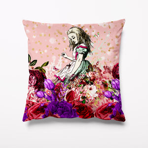 Outdoor Garden Cushion - Alice in Wonderland Blush Pink - Kitsch Republic