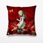 Outdoor Garden Cushion - Alice in Wonderland Red Burgundy - Kitsch Republic