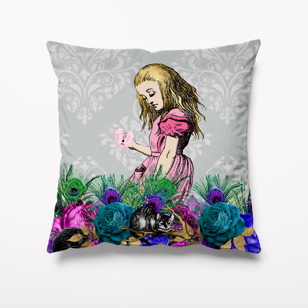 Outdoor Garden Cushion - Alice in Wonderland Grey Mardi Gras - Kitsch Republic